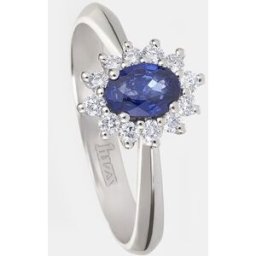 El Corte Inglés Anillo de oro, diamantes y zafiro. (14) Azul
