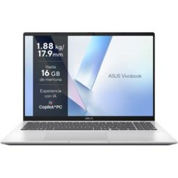 Asus Portátil Vivobook 16 M1607KA-MB150W Copilot+ PC, Ryzen AI 5-330, 16GB, 512GB SSD, 16', W11. Plata
