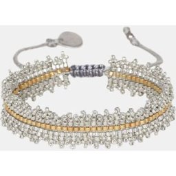 Mishky Pulsera Fringe Miyuki plata dorado. Multicolor