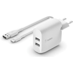 Belkin Cargador de red 24W Dual, GAN. Blanco
