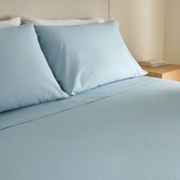 El Corte Inglés Sábana encimera Algodón Percal 200 hilos. (Cama 135 cm) Azul Cielo