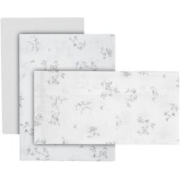 Cambrass Juego de 3 piezas sábana + bajera + funda almohada para cuna (60x120 cm) Luxury. Blanco Harina niño
