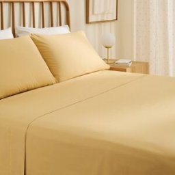 El Corte Inglés Sábana encimera Algodón Percal 200 hilos. (Cama 135 cm) Mostaza