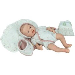 ARIAS Muñeca Real Reborn Aitana 40 cm con cambiador y pañuelo babero Spanish Design (Cuerpo Silicona Sexo Niña) .