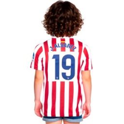 Nike - Camiseta oficial Julián Alvarez Atlético de Madrid Primera Equipación 2025-2026 Niño, Unisex, Sport Red-White-Hyper Royal Full Sponsor, S