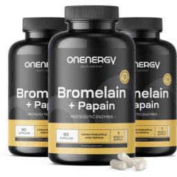 OnEnergy 3x Bromelina + papaína, en total 270 cápsulas