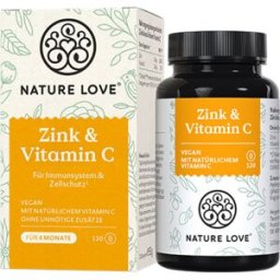 Nature Love Zinc con vitamina C vegano, 120 cápsulas
