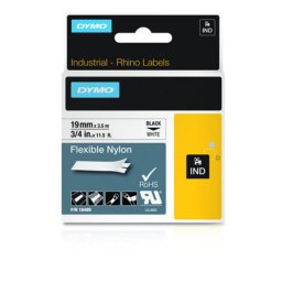 Cinta Nylon Flexible DYMO Negro sobre Blanco 19mm x 3,5m, Resistente Agua, Químicos y UV