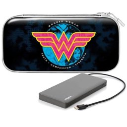 Funda Rígida Nacon Wonder Woman Lazerbuilt para Nintendo Switch ultrarresistente + Powerbank 8000mAh