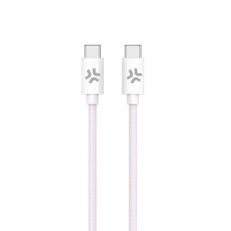 Cable USB-C a USB-C CELLY 1,5 m tejido trenzado rosa y blanco
