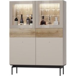 El Corte Inglés Vitrina con 2 puertas y 2 cajones 162 cm alto Qubic New 2.0 . Gris