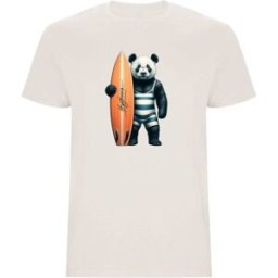 Hysteresis Camiseta unisex Panda Surf Vintage . (M) Beige