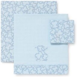 Tous Juego de sábanas de tres piezas para cuna (60x120 cm) Baby HKaos en color azul. Azul niño