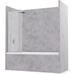 Profiltek Mampara de bañera con panel frontal Hada Plus HP-110 . (80 cm) Plata brillo