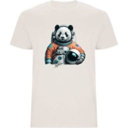 Hysteresis Camiseta unisex Panda Astronauta Vintage . (XL) Beige