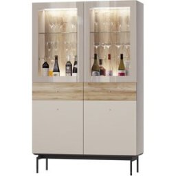 El Corte Inglés Vitrina con 2 puertas y 2 cajones 192 cm alto Qubic New 2.0 . Gris