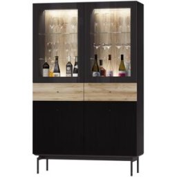 El Corte Inglés Vitrina con 2 puertas y 2 cajones 192 cm alto Qubic New 2.0 . Negro