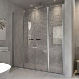 Duscholux Mampara Ducha frontal D1 Plus Giro 4P . (De 140,1 a 160 cm) Plata brillo