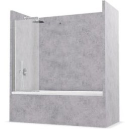 Profiltek Mampara de bañera con panel frontal Hada Plus HP-110 . (90 cm) Plata brillo