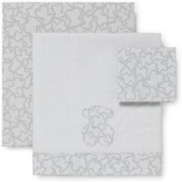 Tous Juego de sábanas de tres piezas para cuna (60x120 cm) Baby HKaos en color gris. Gris niño