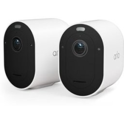 Arlo Kit de dos Cámaras de vigilancia exterior Pro 5, vídeo 2K+ con HDR, Wi-Fi de doble banda. Blanco / Negro