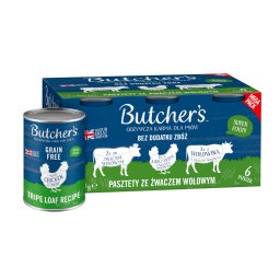 Butcher's Original sin cereales para perros 6 x 400 g - Pack mixto tripa (3 variedades en paté)