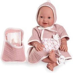 Muñecas Antonio Juan Muñeco bebé Recién Nacida Mia hace pipí con capita de baño Muñecos Antonio Juan.