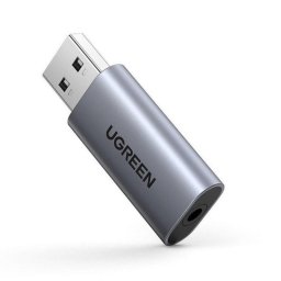 Adaptador Ugreen CM383 USB a Jack 3.5mm Carcasa Aluminio Compacto Gris