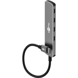 Hub Goobay 4 puertos USB 3.2 Gen 1 5000 Mbit/s modelo 79160 aluminio gris