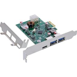 Tarjeta de Red InLine 76661M PCIe USB 3.2 Gen 1 5 Gbit/s con USB Tipo C y 6-pin