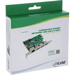 Tarjeta de Red InLine 51125R PCI Express Gigabit Ethernet RJ45 USB 3.2 Gen1