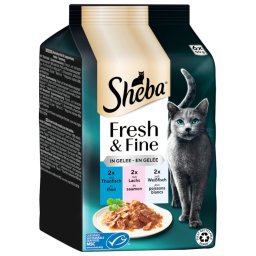 Sheba Fresh & Fine 72 x 50 g - Pack % - Atún, salmón y pescado blanco en gelatina