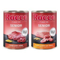 Rocco Senior 12 x 400 g - Pack Ahorro - Pack mixto (Cordero y mijo + Ave y copos de avena)