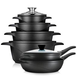Batería de cocina Briebe MGK1219 aluminio fundido 12 piezas inducción