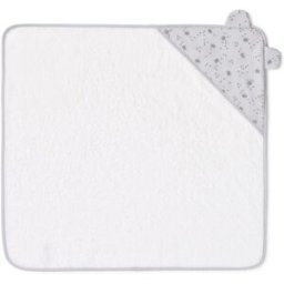 Tous Capa de baño con orejas 75x75cm Baby de algodón con osos Bols Bear y estrellitas. Gris niño