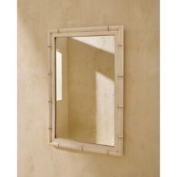 El Corte Inglés Espejo de pared de madera de pino Bamboo . Blanco