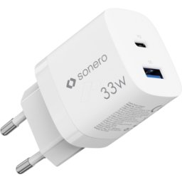SONERO SON X-PS121 - USB-Ladegerät, 33 W, GaN, PD, 1x USB-C, 1x USB-A, weiß