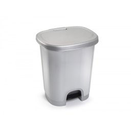 Papelera contenedor plasticforte plastico con tapadera y pedal 27 litros color plata 380x320x450 mm