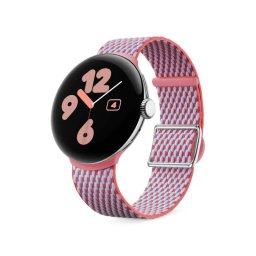 Correa de reloj Google de fibra de algodón con hebilla plateada