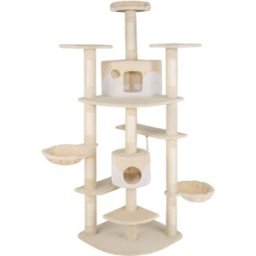 Tectake Árbol rascador para gatos, postes de sisal, 201 cm, beige/blanco