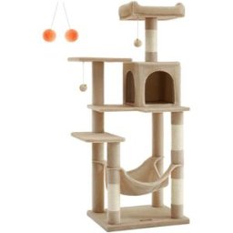 FEANDREA Árbol para gatos de 143 cm con postes rascadores de color marrón