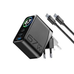Cargador de red Cellularline PowerView IQ Kit ACH 67W con pantalla TFT y GaN+