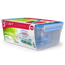 Set de recipientes Emsa CLIP & CLOSE 508568 Rectangular 3,7 L Azul Transparente