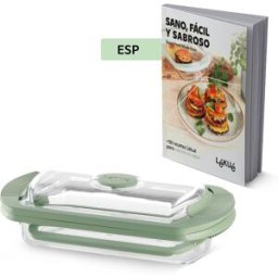 Lékué Estuche de vapor de vidrio con capacidad para 2 personas y libro de recetas . Transparente