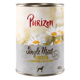 Purizon Single Meat 12 x 400 g comida húmeda para perros - Pack Ahorro - Pollo con flores de camomila