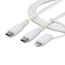 Cable StarTech 2M-U2-LNTC-CABLE USB-C 2 m Adaptador Lightning Trenzado Blanco