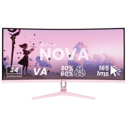 Monitor Arozzi Nova 34" UltraWide QHD 165Hz VA Curvo 1ms Rosa Altavoces