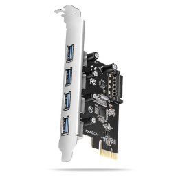 Tarjeta de expansión Axagon PCEU-430RS PCIe USB 3.2 Gen 1 4 puertos SATA alimentación