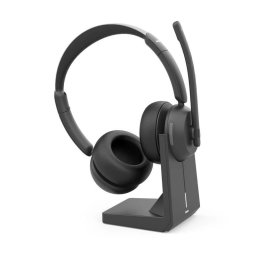 Auriculares Hama BT-800 inalámbricos Bluetooth para oficina y call center con micrófono ajustable y base de carga, color negro