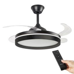 Ventilador de techo InnovaGoods con luz LED, 4 aspas retráctiles, 6 velocidades y mando a distancia